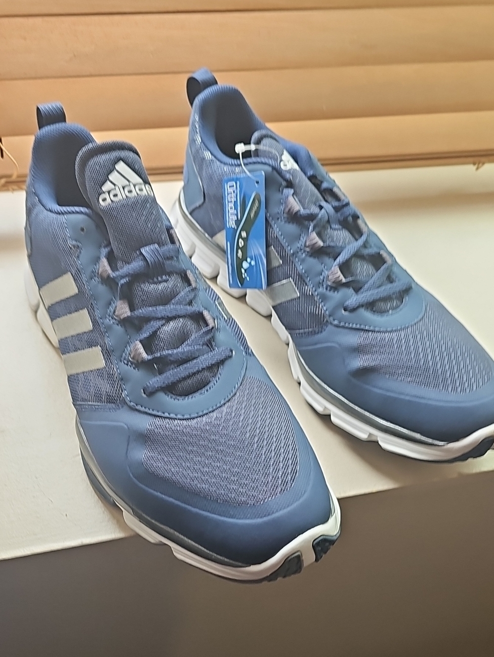 adidas Men's Slate Blue Athletic Sneakers with White Stripes